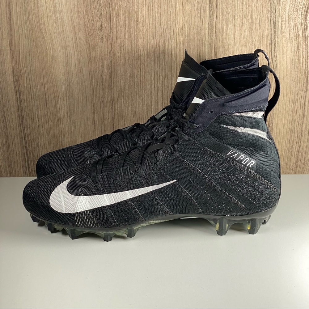 Nike Vapor Untouchable 3 Elite Black Football Cleats AO3006-010 Men's Size 12.5 - Picture 3 of 9